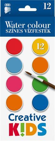 Vodové farby, 12-kusové, 28 mm, ICO "Creative Kids"